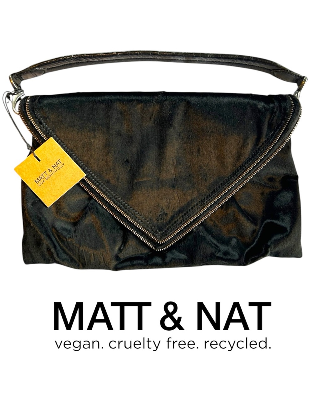 🇨🇦 Matt & Nat Black Foldover Clutch with Zipper Accent